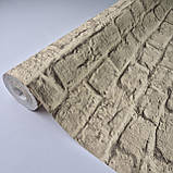 Шпалери вінілові 1,06 × 10 м Marburg Loft Superior 1034119, пісочні, під цеглу для вітальні, спальні, фото 2