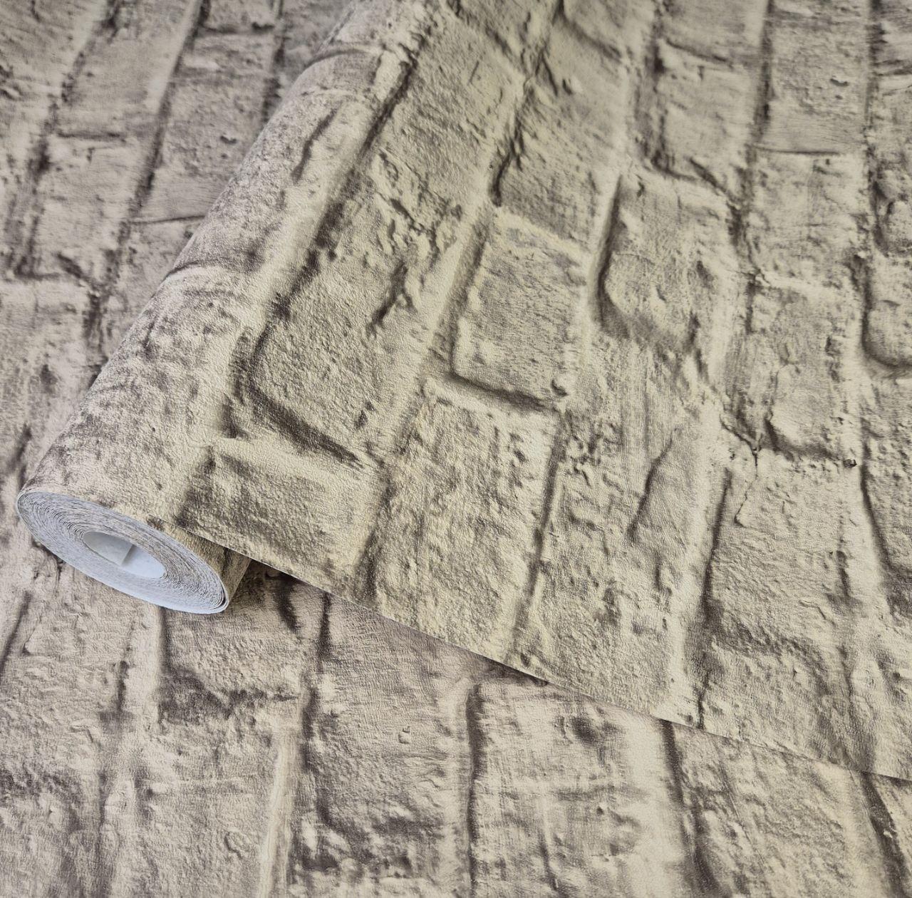 Шпалери вінілові 1,06 × 10 м Marburg Loft Superior 1034119, пісочні, під цеглу для вітальні, спальні, фото 1