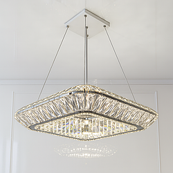 Підвісна квадратна кришталева Led люстра Linisoln 75W до 18 м² колір Хром 9618-50*50