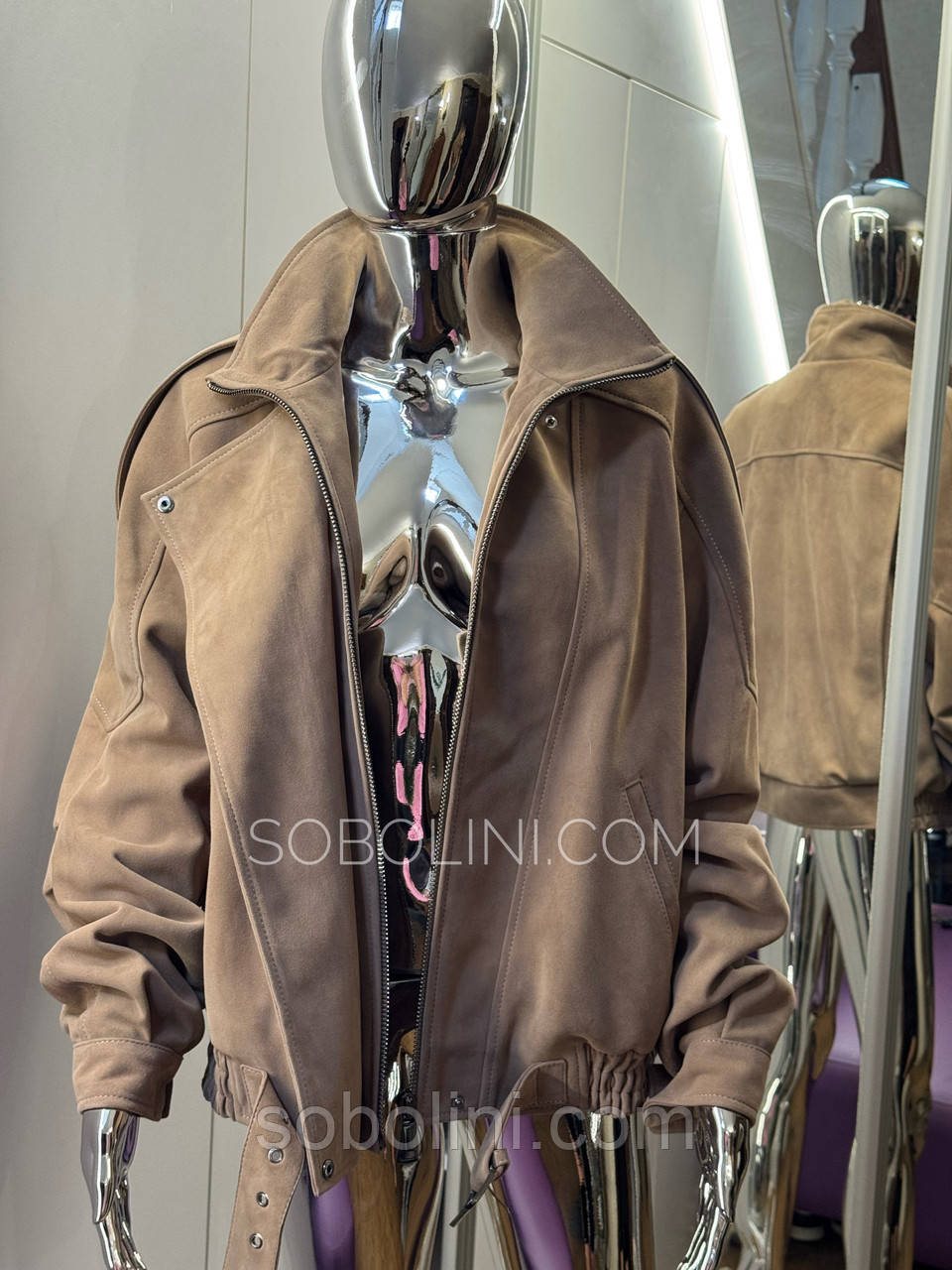 Куртка замшева в модному кольорі капучино, фото 1