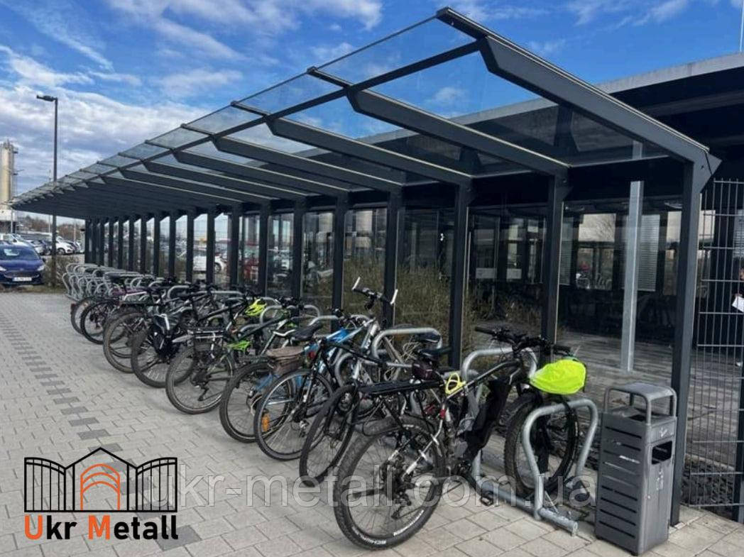 Сучасна велопарковка з навісом, фото 1