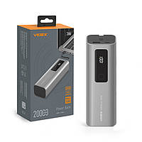 Повербанк 20000mAh VIDEX VPB-366 165W Max (1USB/2Type-C, PD100W+Display) Gray