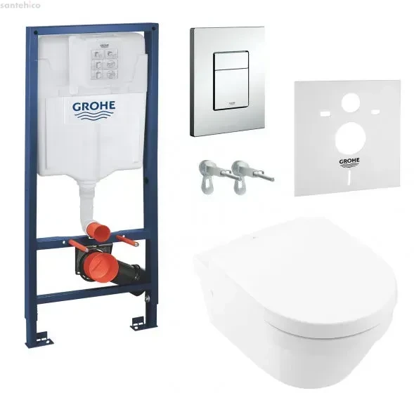 Інсталяція Grohe Rapid SL 38772001 4 в 1 + Унітаз підвісний Villeroy & Boch ARCHITECTURA NEW 4694HR01 з сидінням Slow closing, фото 1
