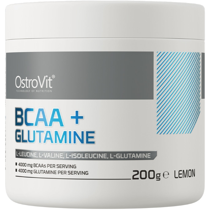 BCAA + Глютамін OstroVit BCAA + Glutamine 200 г Лимон, фото 1