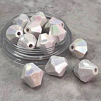 Ø18 мм Намисто біконус пластик #002/12 - білий перламутр