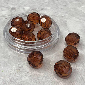 Ø16 мм Намисто грановане пластик #63 - коньячний прозорий