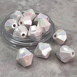 Ø18 мм Намисто біконус пластик #002/12 - білий перламутр