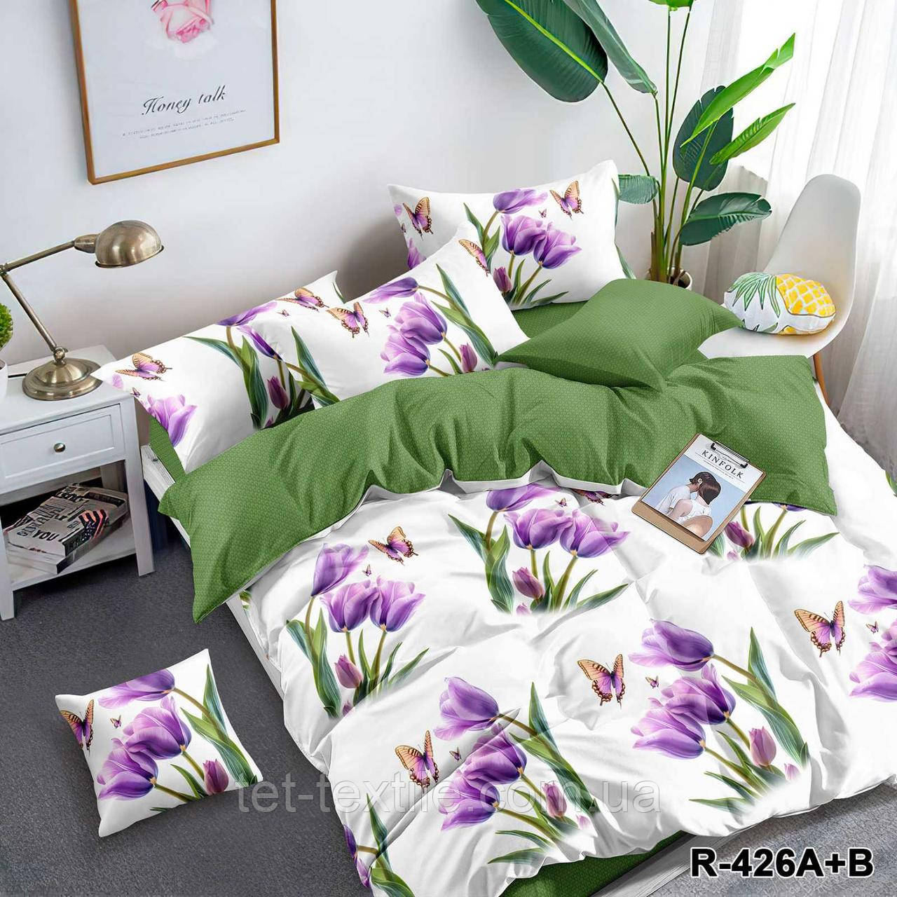 Комплект постільної білизни в подарунковій коробці Ранфорс євро розмір