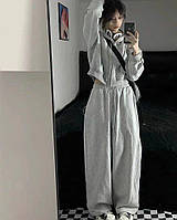 Жіночий костюм, укорочений худі + штани, 42-46, худі: чорний, сірий, білий. Штани: сірий та чорний,двонити.