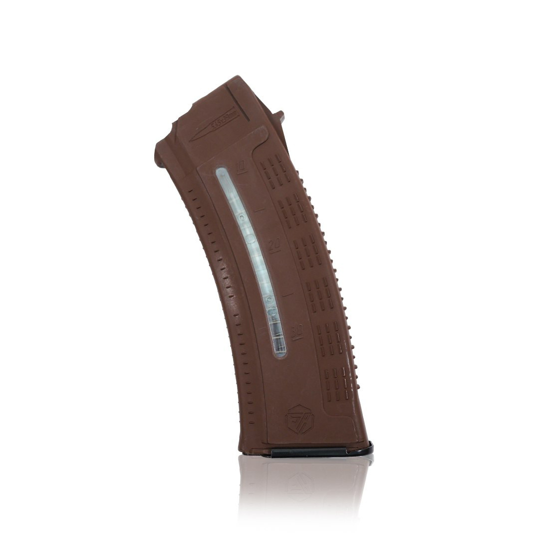 Магазин для АК коробчатий з вікном для контролю кількості заряду патронів коричневий, фото 1
