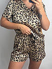 Піжама жіноча ШОВК ЛЕОПАРД ЗОЛОТИЙ сорочка+шорти сатин 052/21, фото 2