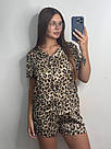 Піжама жіноча ШОВК ЛЕОПАРД ЗОЛОТИЙ сорочка+шорти сатин 052/21, фото 3