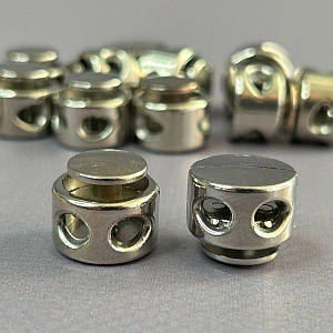 Фіксатор бочонок для шнура пластиковий 14 мм, срібний