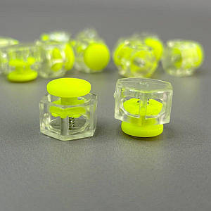 Фіксатор бочонок для шнура пластиковий 17 мм, прозорий салатовий