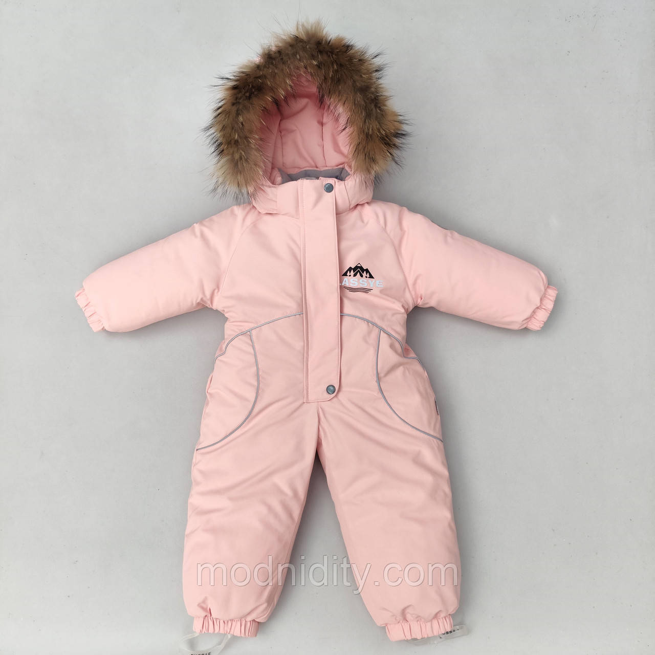 Зимовий дитячий суцільний термокомбінезон на флісі "Лана" для дівчинки 1,5 2 3 роки теплий, фото 1