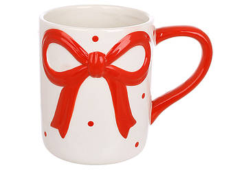 Кухоль керамічний Бант 400мл, колір - червоний з білим