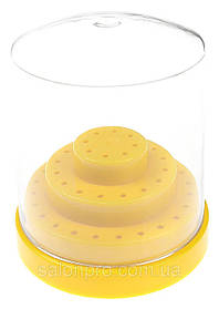 Підставка кругла з кришкою - контейнер для фрез (насадок), на 48 осередків S Жовтий