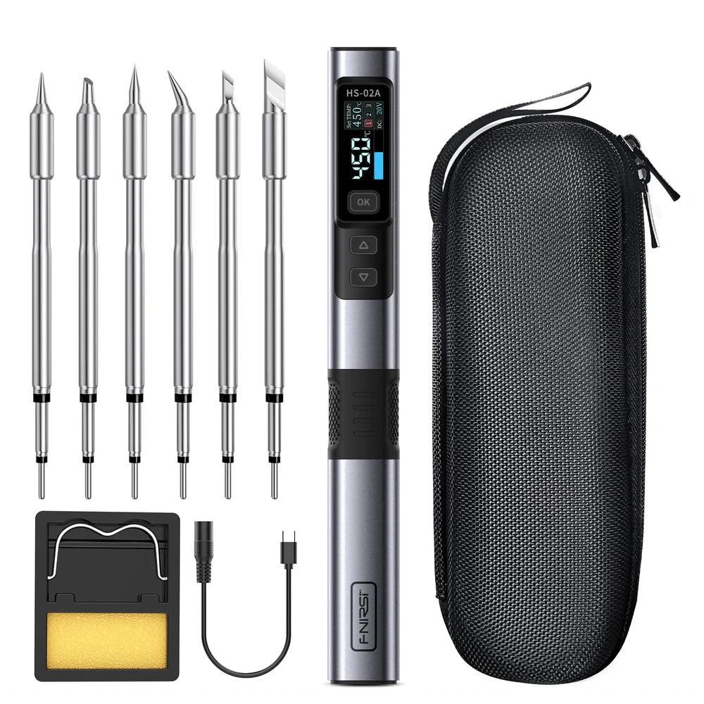 Fnirsi HS-02A  Розумний програмований паяльник синій колір набір з комплектом жал, фото 1