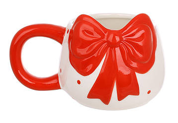 Кухоль керамічний Бант 400мл, колір - червоний з білим