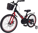 Дитячий магнієвий 20 Mars-2 Evolution велосипед полегшений, спиці, чорно-червоний, фото 7