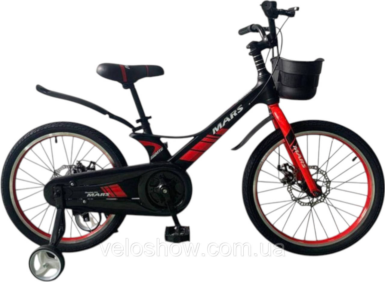 Дитячий магнієвий 20 Mars-2 Evolution велосипед полегшений, спиці, чорно-червоний, фото 1