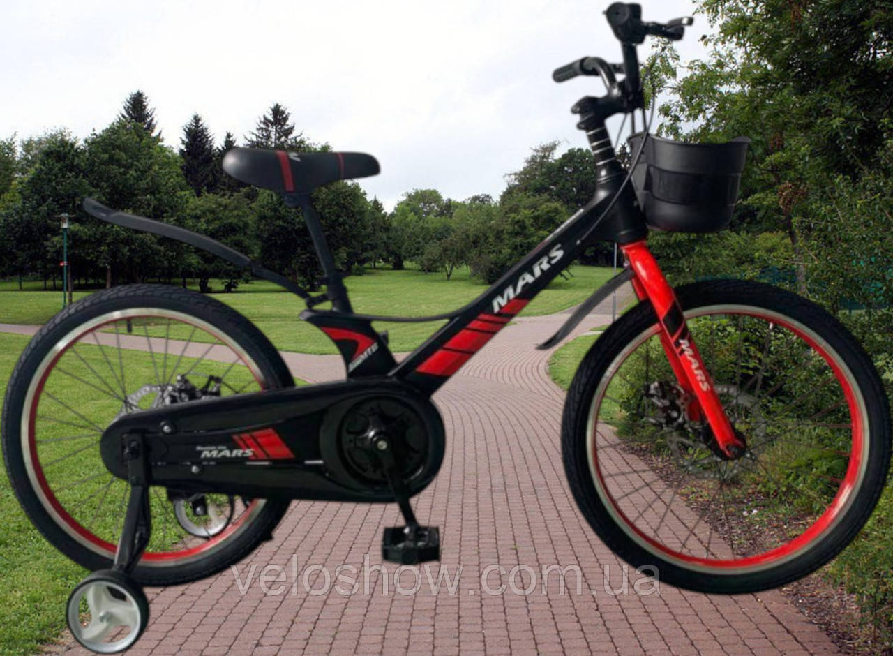 Дитячий магнієвий 20 Mars-2 Evolution велосипед полегшений, спиці, чорно-червоний, фото 1