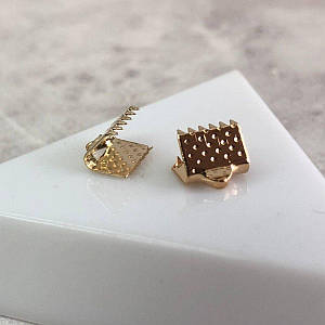 Затискач для стрічок і шнура 8 мм, уп 10 шт - світле золото