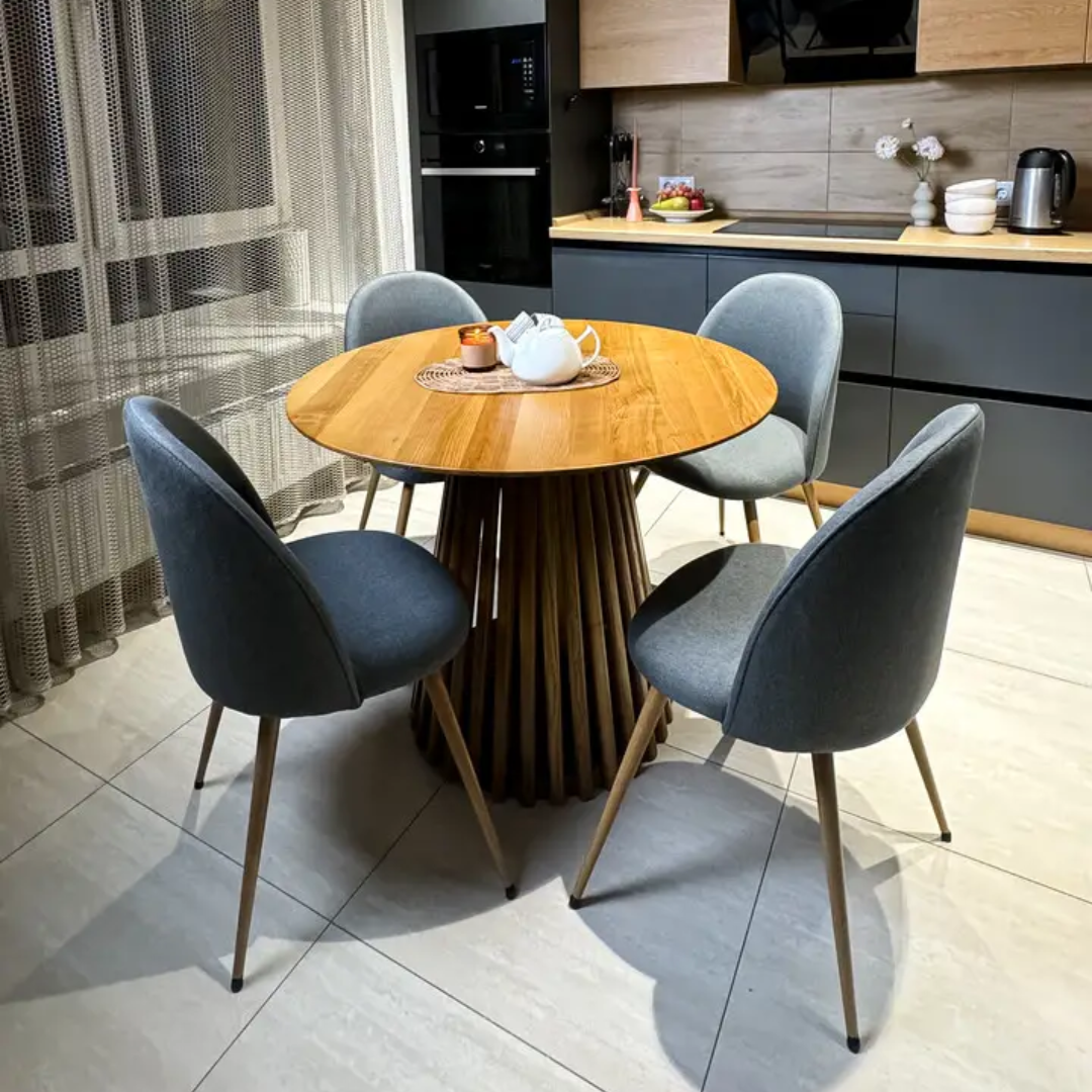 Комплект для кухні круглий стіл "Ерік" та 4 м'які кухонні стільці "Адріан", фото 1
