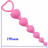 Силіконовий анальний ланцюг серця, Анальна пробка Світло Рожева з кільцем, Інтимні іграшки, фото 4