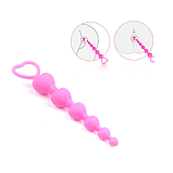 Силіконовий анальний ланцюг серця, Анальна пробка Світло Рожева з кільцем, Інтимні іграшки, фото 3