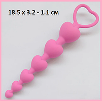 Силіконовий анальний ланцюг серця, Анальна пробка Світло Рожева з кільцем, Інтимні іграшки