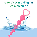 Силіконовий анальний ланцюг серця, Анальна пробка Світло Рожева з кільцем, Інтимні іграшки, фото 5