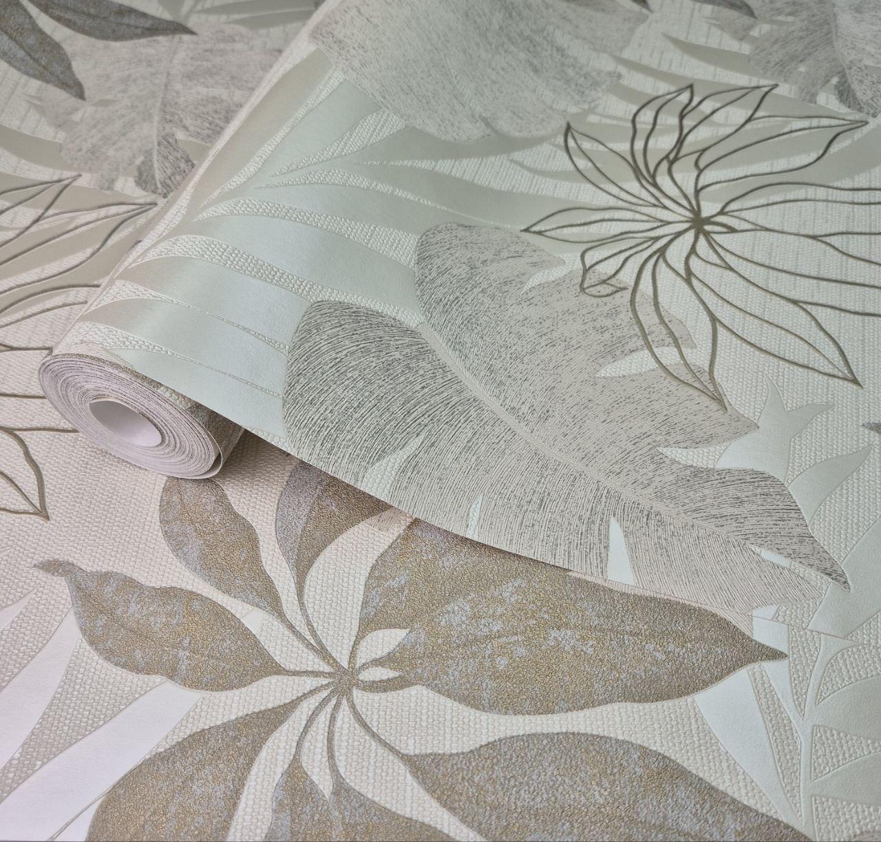 Шпалери вінілові 1,06 × 10 м Marburg Atelier 1031413, бежево-золотисті з природним мотивом для вітальні, спальні, фото 1