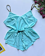 Комплект для дому в м'ятному кольорі, майка + шорти.