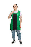 Фартух для продавця прибиральниці клінінгу зі спинкою подвійний чорно-зелений