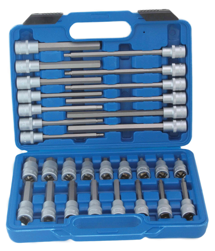 Набір екстрадовгих ключів HEX з насадками 1/2"-30 одиниць SATRA S-SH3012, фото 1