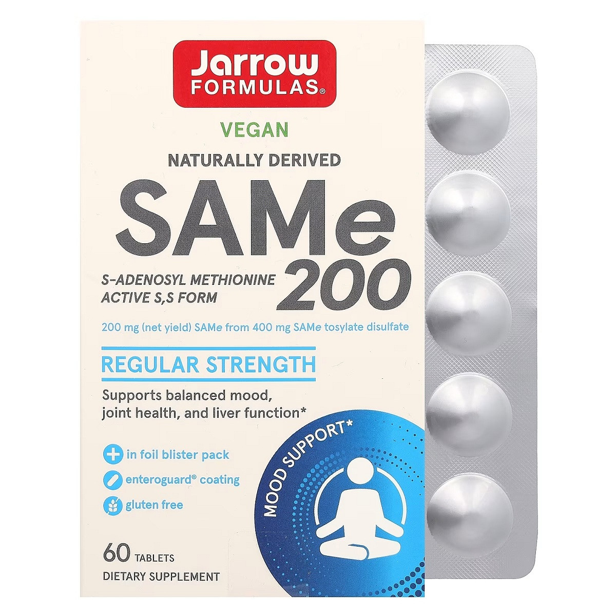 SAM-e SAMe Jarrow Formulas 200 мг 60 таблеток, фото 1