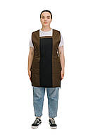 Фартух для продавця прибиральниці клінінгу зі спинкою подвійний чорно-коричневий