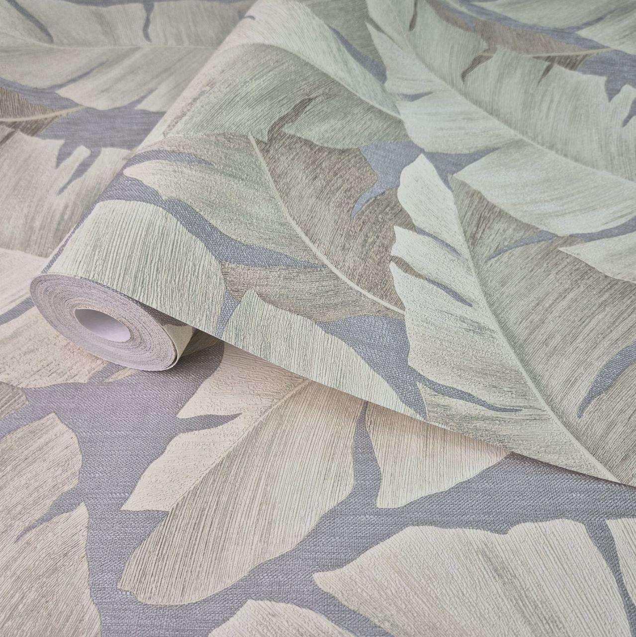 Шпалери вінілові 1,06 × 10,05 м Marburg Atelier 1031444, сіро-бежеві з природним орнаментом для вітальні, спальні, фото 1