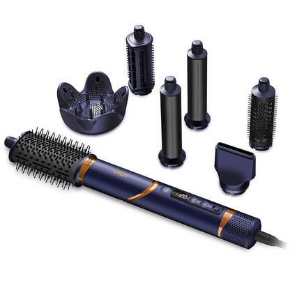 Професійний фен-стайлер VGR V-477 DARK BLUE 7в1 із 7 насадками, 1400 Вт