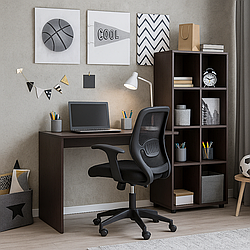 Стильний довгий прямий письмовий комп'ютерний стіл для ноутбука зі стелажем 140 см КС-07 Київський Стандарт