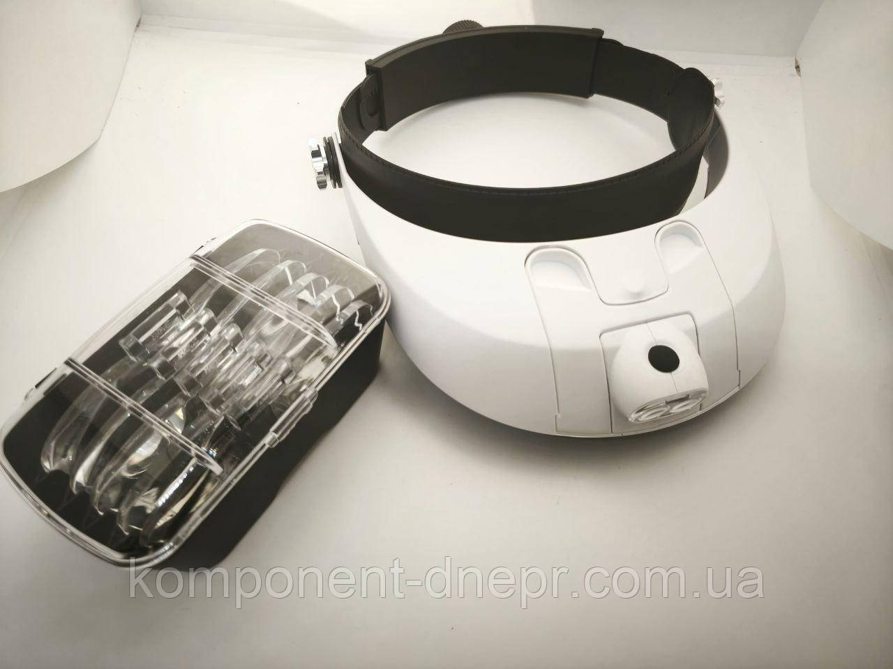 Лупа бінокулярна MG81007-G налобна з LED-підсвіткою, 1.0Х, 1.5Х, 2.0X, 2.5Х, 3.5Х, фото 1