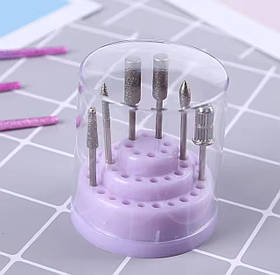 Підставка кругла з кришкою - контейнер для фрез (насадок), на 48 осередків М Фіолетовий