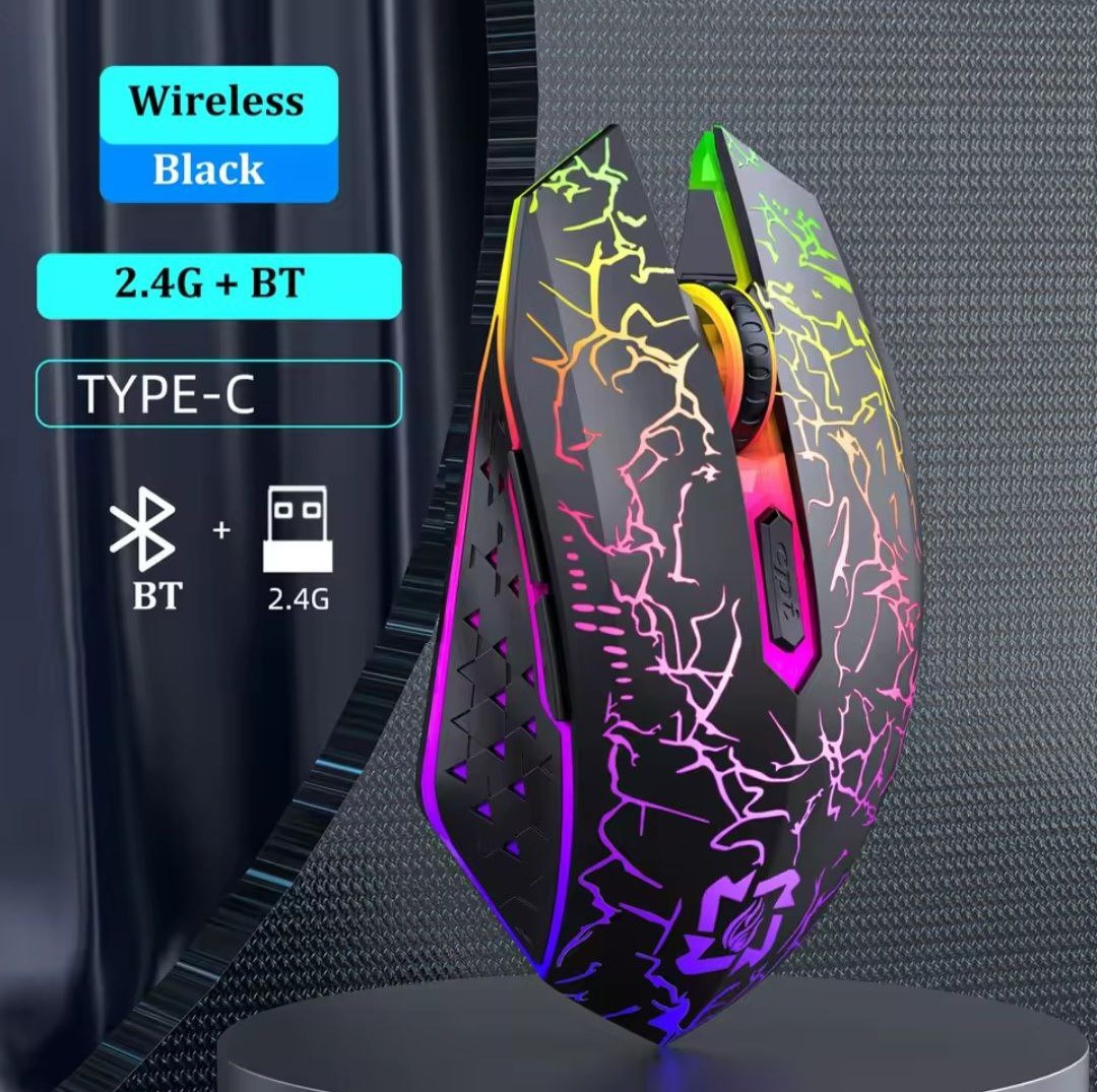 Безшумна бездротова миша з підсвіткою – Bluetooth 5.2 + 2.4G USB