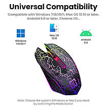 Безшумна бездротова миша з підсвіткою – Bluetooth 5.2 + 2.4G USB, фото 2