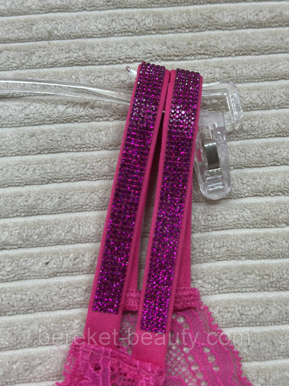 Трусики со стразами Victoria's Secret Double Shine Strap Lace Thong Panty,M 667558894774, фото 1