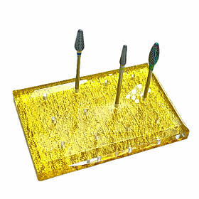 Підставка прямокутна для фрезерних насадок на 12 осередків, плоска Золото