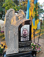 Пам'ятник гранітний з фігурою ангела з трояндами №87  14