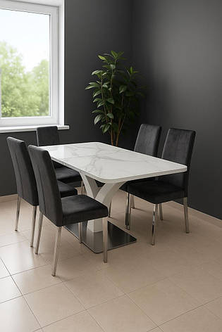 Стіл розкладний з керамічною  стільницею  Marylend 140  White Gloss Ceramic Bently T-7294 Evrodim, фото 2