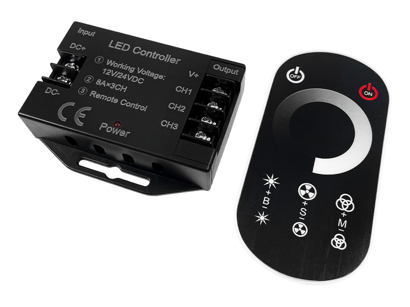 Димер (8A*3кан) DC12-24V чорний D-24RF8-T-B OEM, фото 1